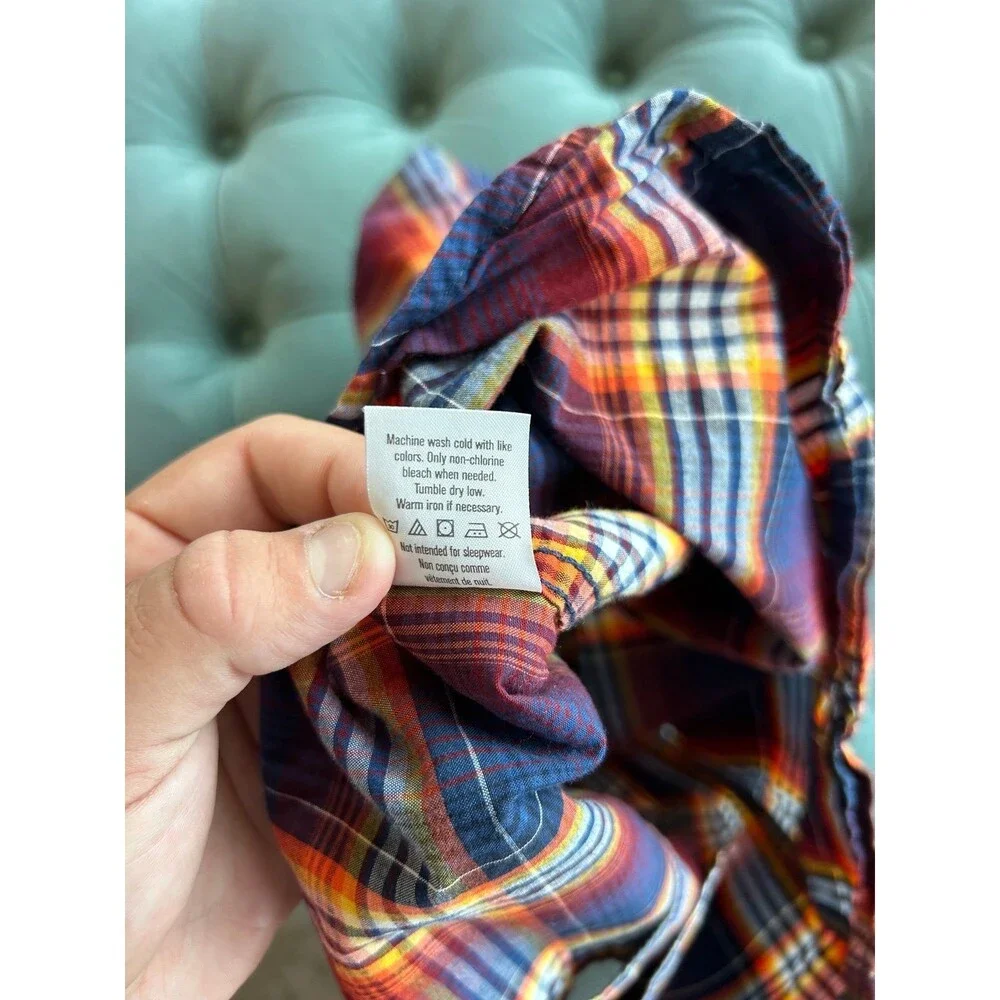 Boys Gymboree Fall Thanksgiving plaid check button down shirt size Small